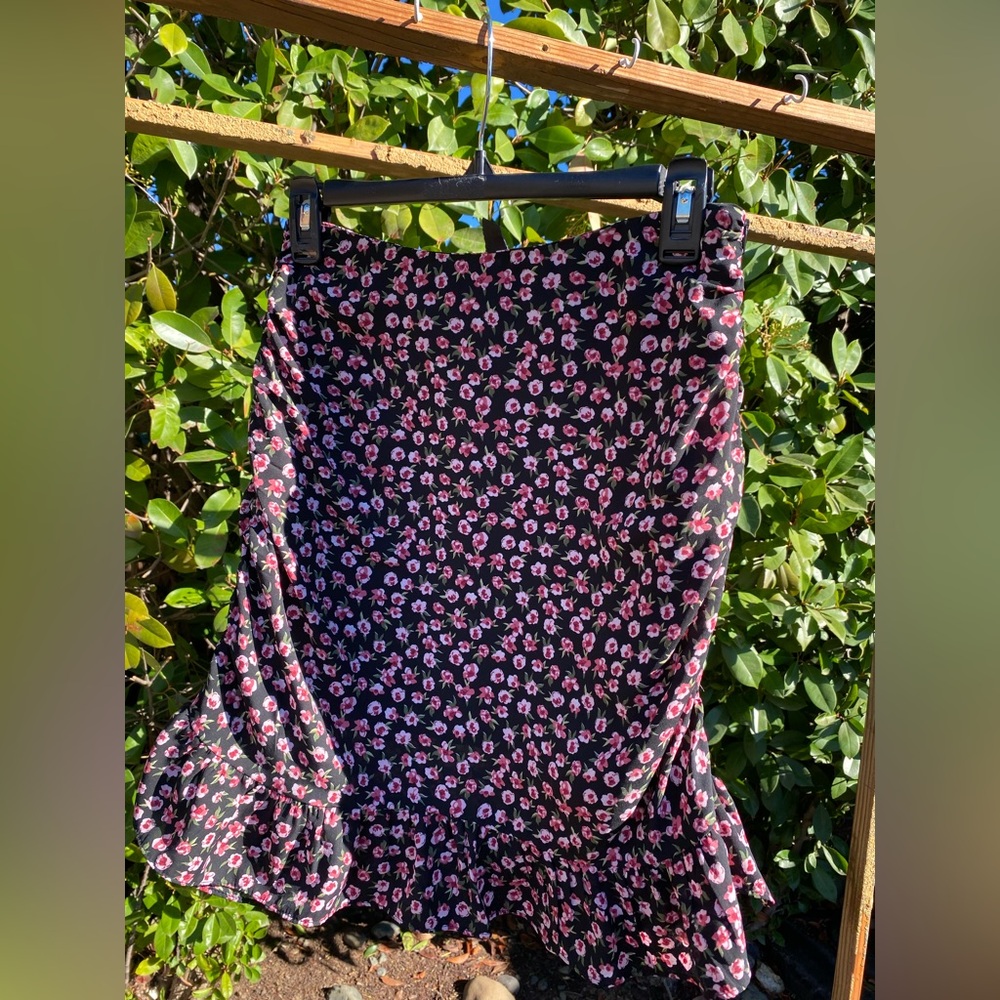 Windsor Black and Pink Floral A-Line Skirt